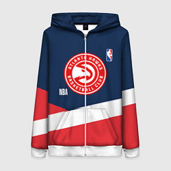 Толстовка на молнии женская Atlanta Hawks NBA basketball, цвет: 3D-белый