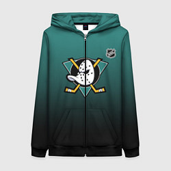 Толстовка на молнии женская Анахайм Дакс - зеленый градиент, цвет: 3D-черный
