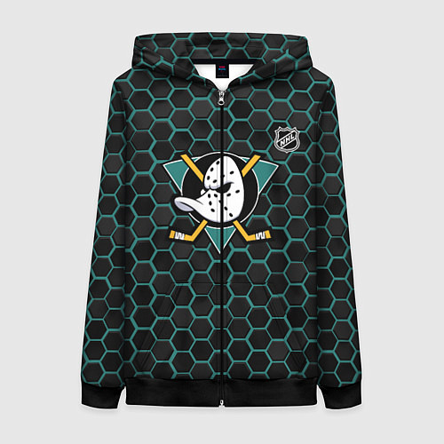 Женская толстовка на молнии Анахайм Дакс - черные соты / 3D-Черный – фото 1