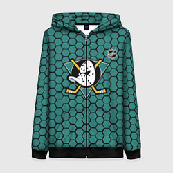 Женская толстовка на молнии Анахайм Дакс - зеленые соты