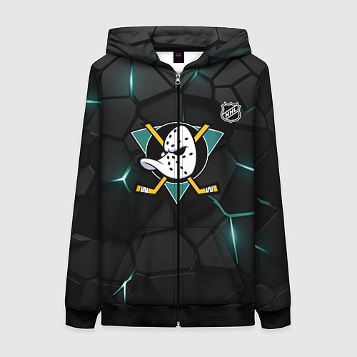 Женская толстовка на молнии Анахайм Дакс - плиты с подсветкой / 3D-Черный – фото 1