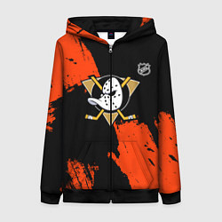 Женская толстовка на молнии Анахайм Дакс - оранжевая краска