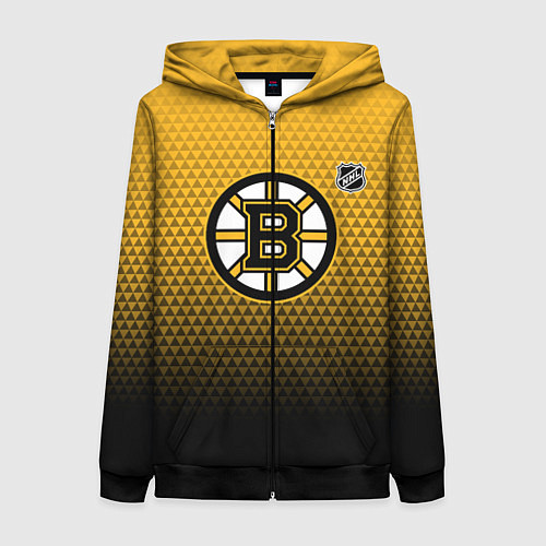 Женская толстовка на молнии Бостон Брюинз - геометрический градиент / 3D-Черный – фото 1