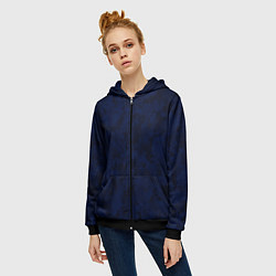 Толстовка на молнии женская Туманный чёрно-синий пятнистый, цвет: 3D-черный — фото 2