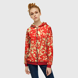 Толстовка на молнии женская Пятнистый красно-жёлтый, цвет: 3D-красный — фото 2