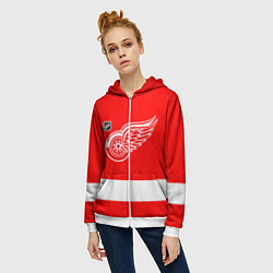 Толстовка на молнии женская Detroit Red Wings hockey, цвет: 3D-белый — фото 2