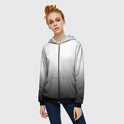 Толстовка на молнии женская Из белого в чёрный градиент с точками, цвет: 3D-черный — фото 2