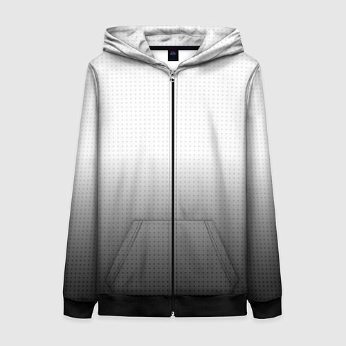 Женская толстовка на молнии Из белого в чёрный градиент с точками / 3D-Черный – фото 1