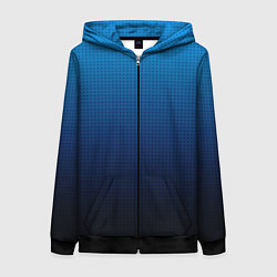 Толстовка на молнии женская Из голубого в чёрный градиент с точками, цвет: 3D-черный