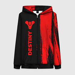 Толстовка на молнии женская Destiny - red gradient по-вертикали, цвет: 3D-черный