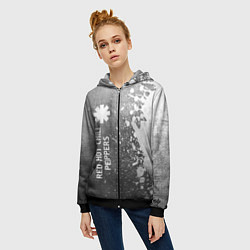 Толстовка на молнии женская Red Hot Chili Peppers - grey gradient по-вертикали, цвет: 3D-черный — фото 2