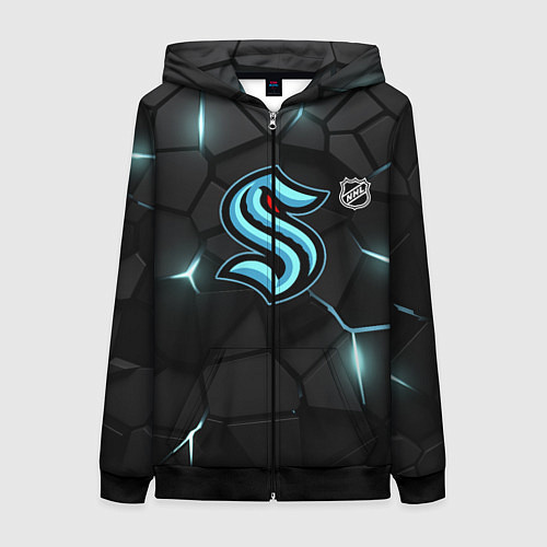 Женская толстовка на молнии Сиэтл Кракен - НХЛ хоккей / 3D-Черный – фото 1
