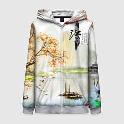Толстовка на молнии женская China Landscape, цвет: 3D-меланж