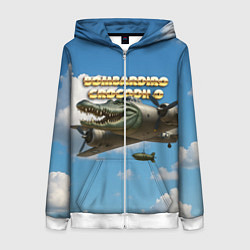 Толстовка на молнии женская Bombardino Crocodillo мем, цвет: 3D-белый