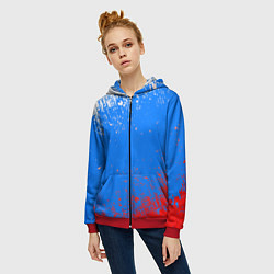 Толстовка на молнии женская Патриот - флаг, цвет: 3D-красный — фото 2