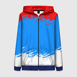 Толстовка на молнии женская Патриот - флаг, цвет: 3D-синий