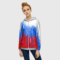 Толстовка на молнии женская Патриот - флаг, цвет: 3D-меланж — фото 2