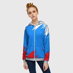 Толстовка на молнии женская Патриот Россия - флаг, цвет: 3D-меланж — фото 2