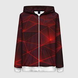 Женская толстовка на молнии Красные полигоны с неоном