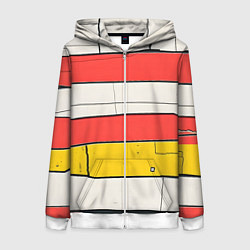 Толстовка на молнии женская Красные полоски, цвет: 3D-белый