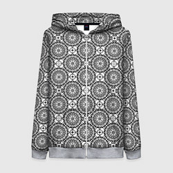 Женская толстовка на молнии Черно белый кружевной узор