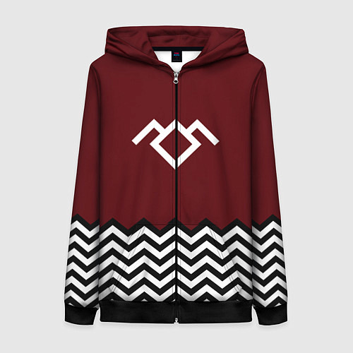 Женская толстовка на молнии Твин Пикс - лого / 3D-Черный – фото 1