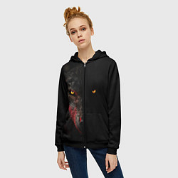 Толстовка на молнии женская Тень волка, цвет: 3D-черный — фото 2