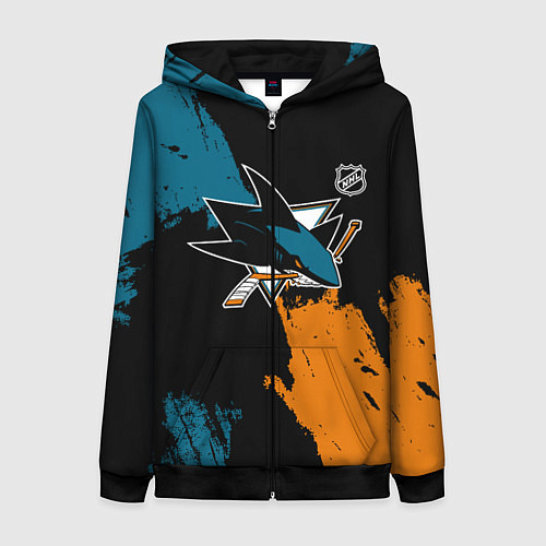 Женская толстовка на молнии Сан Хосе Шаркс - два цвета / 3D-Черный – фото 1