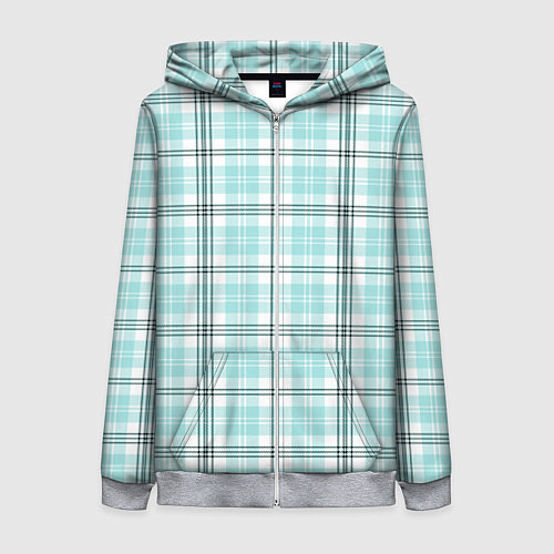 Женская толстовка на молнии Checkered light blue / 3D-Меланж – фото 1