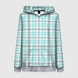 Толстовка на молнии женская Checkered light blue, цвет: 3D-меланж
