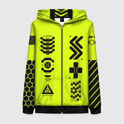 Женская толстовка на молнии Кибер текстура - ядовитая