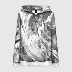 Женская толстовка на молнии Абстракция - grey and white swirls