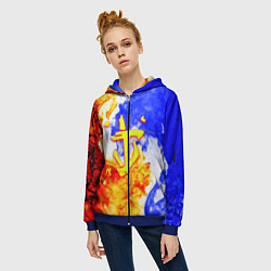 Толстовка на молнии женская Doom битва огня, цвет: 3D-синий — фото 2
