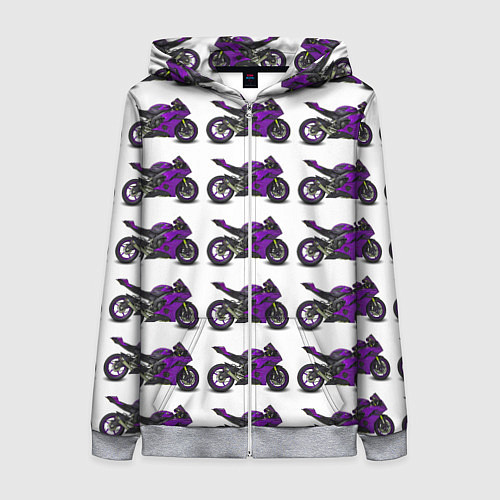 Женская толстовка на молнии Motorcycle purple / 3D-Меланж – фото 1