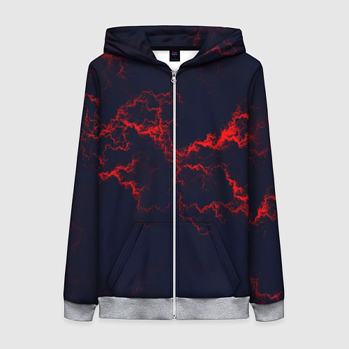 Женская толстовка на молнии Lightning red glow / 3D-Меланж – фото 1