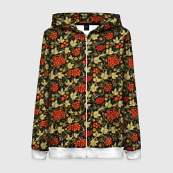 Толстовка на молнии женская Традиционный русский узор, цвет: 3D-белый