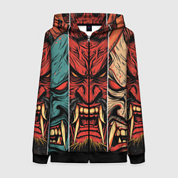 Толстовка на молнии женская Demons Oni - neuroart, цвет: 3D-черный