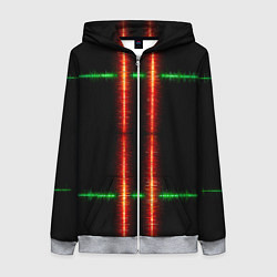 Толстовка на молнии женская Color black green red lines, цвет: 3D-меланж