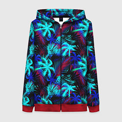 Женская толстовка на молнии Palm blue light blue