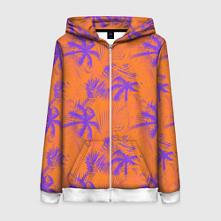 Толстовка на молнии женская Palm orange, цвет: 3D-белый