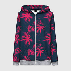 Женская толстовка на молнии Palm pink black