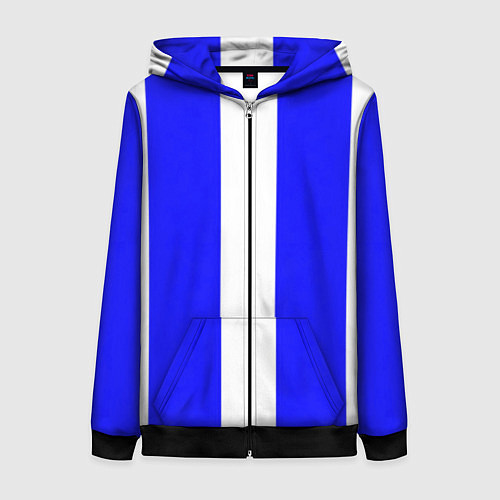Женская толстовка на молнии Color white blue line / 3D-Черный – фото 1