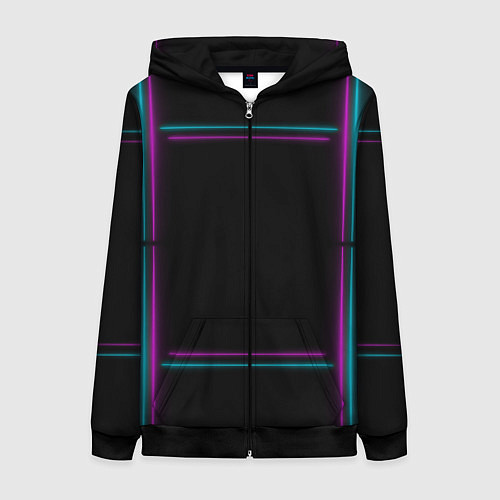 Женская толстовка на молнии Neon pink light blue / 3D-Черный – фото 1