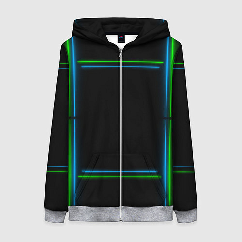 Женская толстовка на молнии Neon green light blue / 3D-Меланж – фото 1