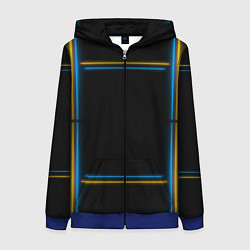 Толстовка на молнии женская Neon yellow light blue, цвет: 3D-синий