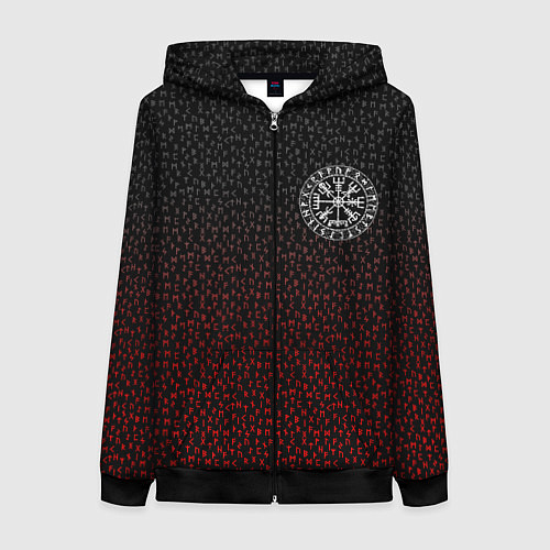 Женская толстовка на молнии Компас викингов вегвизир в рунах - символ удачи / 3D-Черный – фото 1