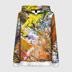 Толстовка на молнии женская Живая Абстракция: Поток Цветов и Форм в Постоянном, цвет: 3D-белый