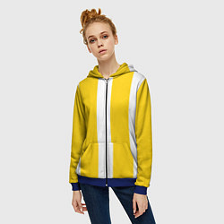 Толстовка на молнии женская Color yellow white line, цвет: 3D-синий — фото 2
