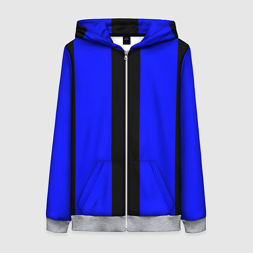 Женская толстовка на молнии Color blue black stripes / 3D-Меланж – фото 1