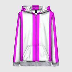 Толстовка на молнии женская Color white pink lines, цвет: 3D-меланж